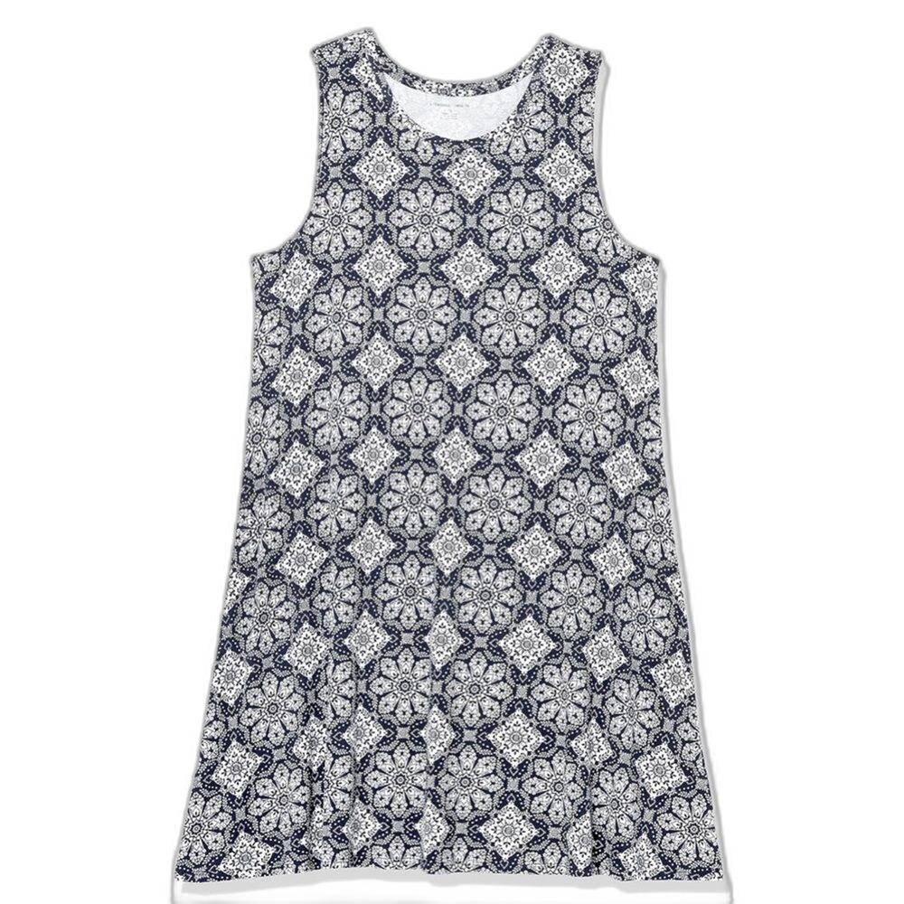 Amazon Essentials Tank Swing Dress Size M Blue White (261)